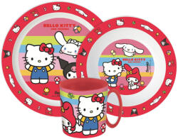  Hello Kitty And Friends étkészlet, micro műanyag szett bögrével 390 ml JVL22271 (JVL22271)