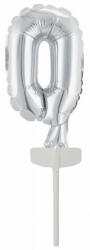 Amscan Silver, Ezüst 0-ás szám fólia lufi tortára 13 cm DPA9912684 (DPA9912684)