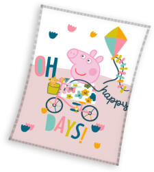 Carbotex Peppa malac Happy Days coral fleece polár takaró 130x170cm CBX211123PP (CBX211123PP)