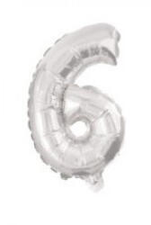 Procos Silver 6-os szám fólia lufi 10 cm PNN91544 (PNN91544)