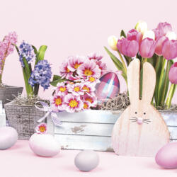 POL-MAK Húsvét Wooden Bunny szalvéta 20 db-os 33x33 cm PKK035737 (PKK035737)