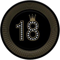 Pol-Mak Happy Birthday 18 Hollywood Style papírtányér 8 db-os 22, 7 cm PKK045637 (PKK045637)