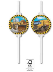 Procos Construction, Építkezés papír szívószál, 4 db-os szett FSC PNN95475 (PNN95475)