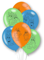 Amscan Bluey léggömb, lufi 6 db-os 11 inch (27, 5 cm) DPA9915385 (DPA9915385)