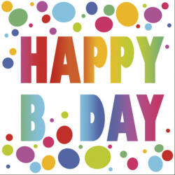 POL-MAK Happy Birthday Dots szalvéta 20 db-os 33x33 cm PKK045767 (PKK045767)