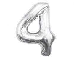 Godan Silver, Ezüst 4-es szám fólia lufi 85 cm MLG109474 (MLG109474)