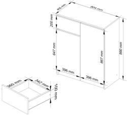 AKORD CLP K80 Sonoma Tölgy Komód Laminált Fiókos (OP0LKOMDAB006)