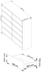 AKORD CLP Minimál Fehér Komód 10 Fiókos Laminált (OP0LK-1BIA009)