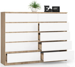 AKORD CLP Sonoma Tölgy Komód Fehér Frontokkal 10 Fiókos (OP0LK-1DABBIA005)