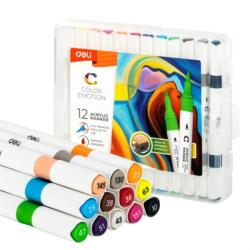 Deli Color Emotion 12 darabos kétvégű akril marker készlet (DEC190-12) - bestbyte
