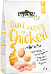 Greenwoods 3x3kg Greenwoods csirke, lencse, burgonya & tojás száraz macskatáp