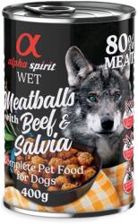 Alpha Spirit 6x400g Alpha Spirit Dog Meatballs Marha & zsálya nedves kutyatáp