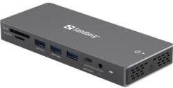 Sandberg USB-C 13in1 DockingStation Pro notebook dokkoló szürke (136-61) (136-61)
