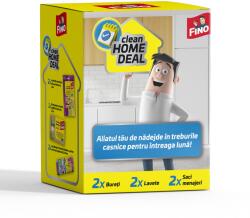 FINO tisztítócsomag, 2db prémium tisztítózsák fogantyúval, 60 l, 20db + 2 db ultra-teljesítményű mikroszálas kendő + 2db Green Life körömvédő szivacs