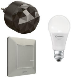 Legrand 199307 Smart Lighting okos otthon kezdőkészlet: gateway (Plug-in) +fényforrás + Valena Life-Netatmo kapcsoló/dimmer (ETV), alumínium (199307)