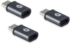 Conceptronic átalakító - 3-Pack (3db USB-C to MicroUSB, fekete) (DONN05G) (DONN05G)