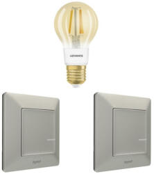 Legrand Smart Lighting okos otthon bővítőkészlet: filament fényforrás + 2 db Valena Life-Netatmo kapcsoló/dimmer (ETV), alumínium - 199323 (199323)