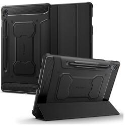 Spigen Samsung Galaxy Tab S9 FE (10.9) / Tab S10 FE (10.9) SM-X510 / X516B / X520 / X526, mappa tok, közepesen ütésálló, Spigen Rugged Armor Pro, fekete