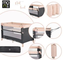 Moni Next level utazóágy lehajtható oldalfal 2 szint bézs - neobaby