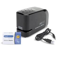 Rapesco 626EL Tűzőgép 26/6 15 lap műanyag elemes USB töltővel fekete (1454)
