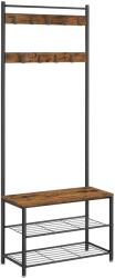 VASAGLE Kabáttartó, ruhafogas cipőtárolóval, rusztikus barna (HSR41BX) - vasbutor