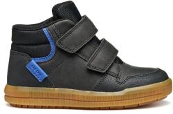 GEOX Geox, Tépőzáras műbőr sneaker, Koptatott fekete, Királykék, 24 EU (J364AB0MEFUC0245-24)
