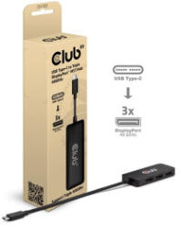 Club 3D CLUB3D USB-C DP Alt-Mode - 3xDisplayPort átalakító fekete (CSV-1553) (CSV-1553)