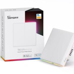 SONOFF Intelligens kapcsoló Sonoff T5-2C-86, Wi-Fi, teljes érintéssel, 2 csatorna, RGB LED környezeti fény, hangeffektus és rezgés lenyomva, 10A/2400W