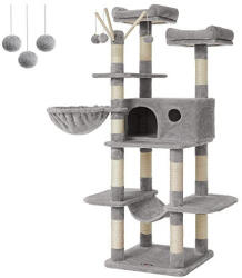 Feandrea Macska kaparófa, macska házzal XXL, szürke 50x50x164cm