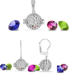  Ezüst Szett " AAA" Osztályú Tanzanittal és Króm Diopsziddal ( Fülbevaló+Medál ), Y58216