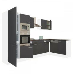 Leziter Yorki Sarokkonyha - 340 cm - Fehér/Antracit (LS340FHAN-AF)