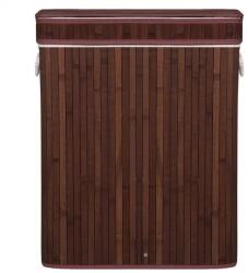 Springos bambusz Szennyeskosár, 3 rekeszes, 100L - Sötétbarna (SPRI-HA0067)