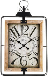 Art-Pol Paris industrial fekete szögletes fémkeretes világosbarna kvarc falióra arab számokkal 75x46x6cm (139653)
