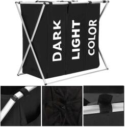 Springos Szennyeskosár, 3 rekeszes, 146L - Fekete, Ezüst (HA0100)