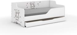  Pătuț pentru copii LILU cu front și lateral laminat 160x80cm cu saltea și spațiu de depozitare pentru lenjerie de pat - fetiță balansoar