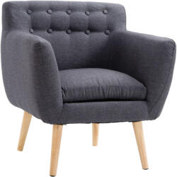 Homcom fotel - skandináv stílusban, sötétszürke lenvászon kárpittal, 68×58, 5×76 cm
