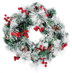 MagicHome MagicHome karácsonyi koszorú, natúr, fenyőtobozokkal, 20 LED, meleg fehér, 3x AA, 8 funkció, 30 cm