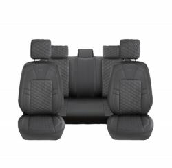 Autósüléshuzat-szett, fekete és szürke ecobőr, univerzális, első-hátsó, Diamond Design