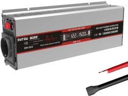  Datouboss Pure Sine Wave Inverter, 1500 W teljesítmény, 90% -os konverziós hatékonyság, Szürke 12V 1500W