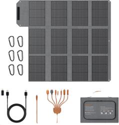  Napelemes töltő, hordozható kivitel, több töltőport, 120 W-os napelem