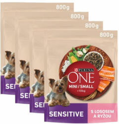 Purina MINI/SMALL Sensitive Lazac és rizs 4 x 800 g