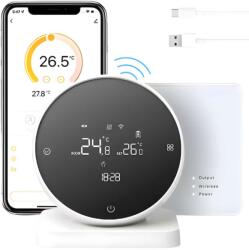 D&K WONDER Intelligens szobatermosztát, WiFi, RF vezeték nélküli, interneten/telefonon keresztül vezérelhető, bármely központi fűtőegységgel kompatibilis, programozható, vevőegység mellékelve, Tuya / Go