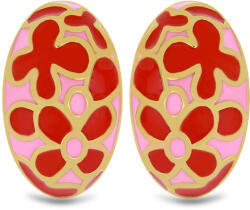 Elegáns Ovális Tűzzománc Fülbevaló - Aranyozott Ezüst