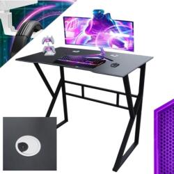 Ecarla Gamer asztal, fém váz, sima asztallap kábelkivezető nyílásokkal, fekete színű, 100x60 cm, eCarla, STL20CZ