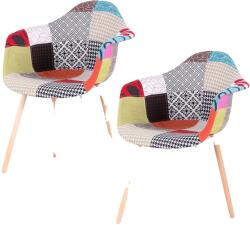 Étkezőszékek, szövet patchwork design, párnázott ülés, piros