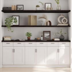  Sötétbarna kezelt tömör tölgyfa fali polc 200 x 50 x (2-4) cm