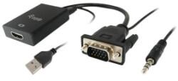Equip Átalakító - (VGA to HDMI with Audio, fekete) (119038) (119038)