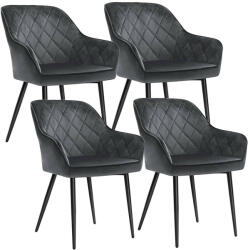 SONGMICS Luxus Bársony Kárpitozott Szék Szett Karfával Szürke - pepita - 150 293 Ft