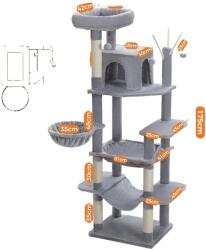  Cat Tree Tower, többszintes kialakítás, kényelmes függőágy, AMT0240GY, XL