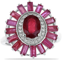  Ezüst Gyűrű - Madagaszkári Rubin és Fehér Topáz - 5.08 Karát